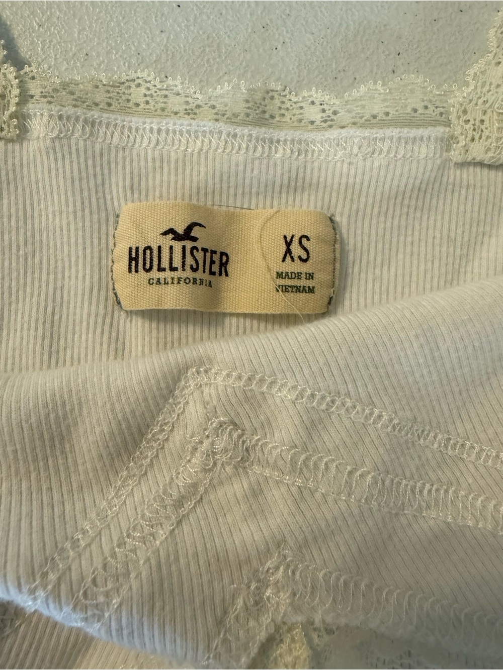 Y2K Hollister Lace Cami - White Coquette Ribbon Tank - Bella Swan 2000s Sz XS - Picture 5 of 6